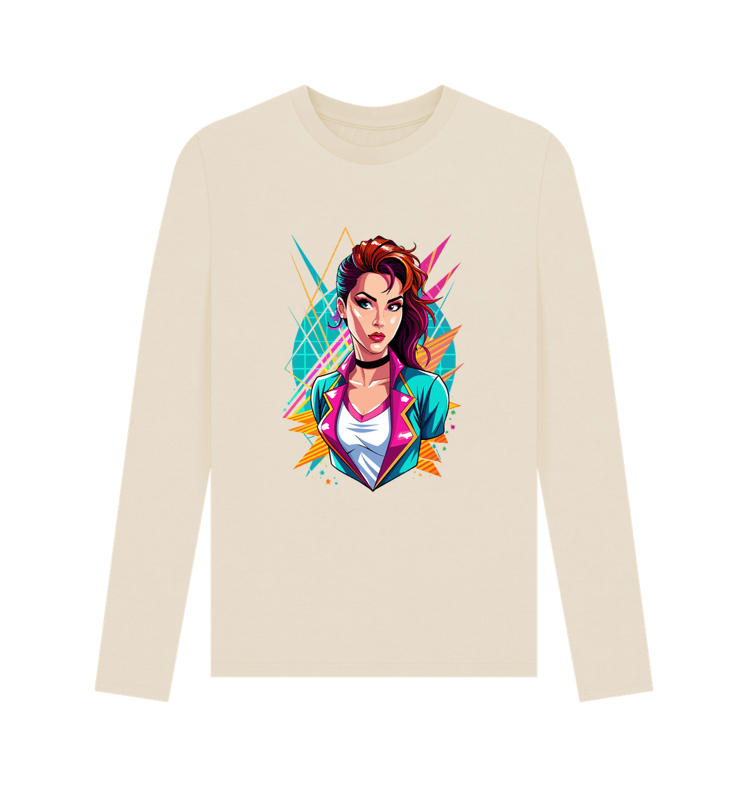 Cream long-sleeved t-shirt with graphic design