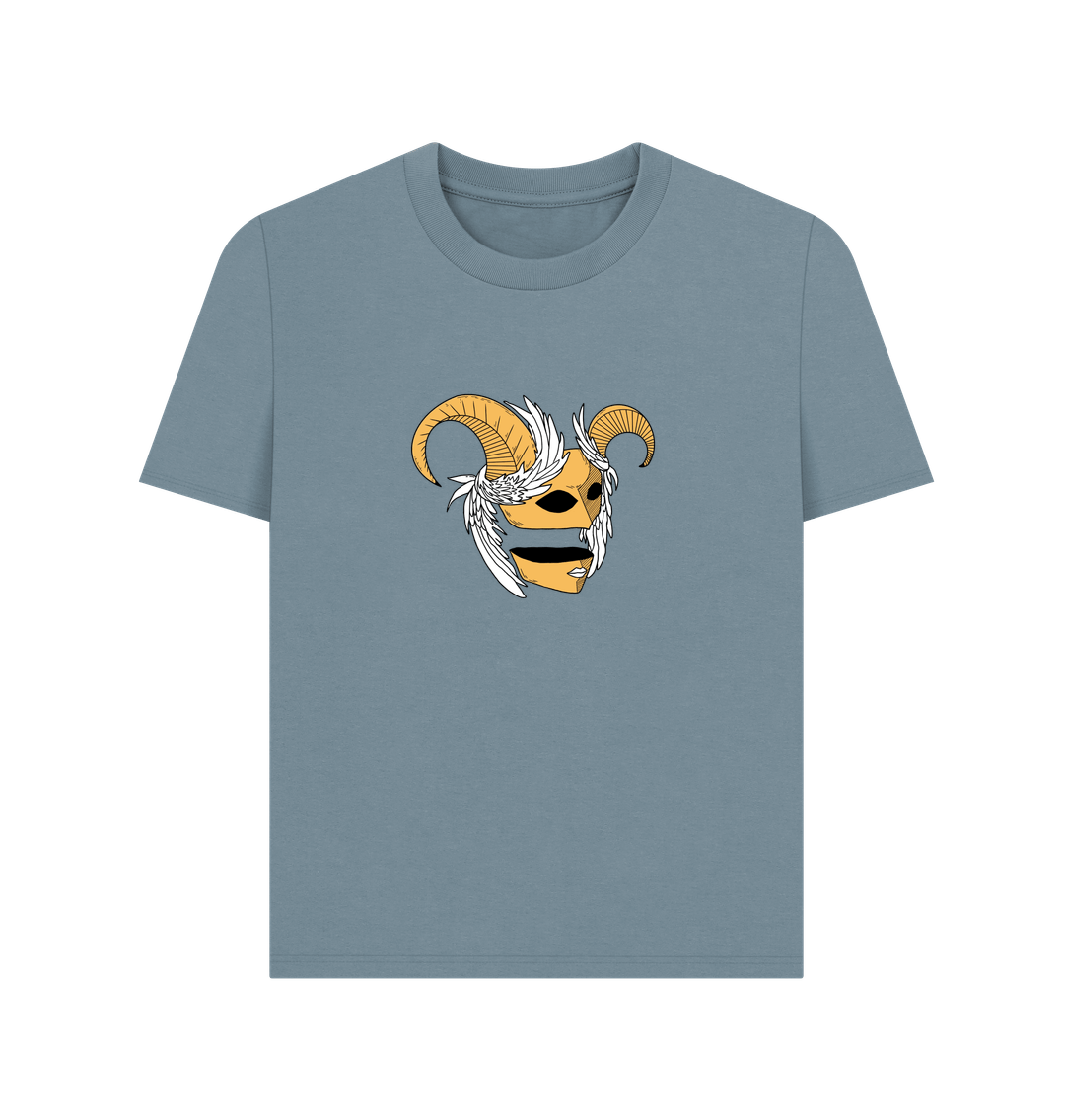 Light blue t-shirt with ram skull graphic