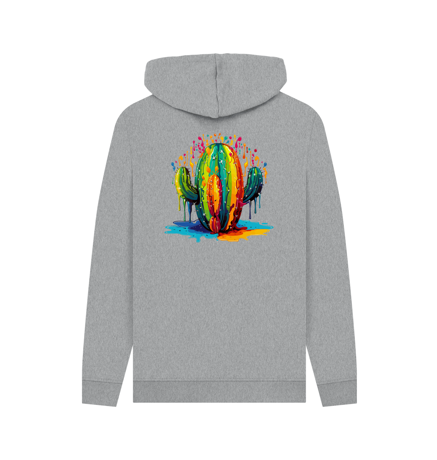 Gray hoodie with colorful cactus design