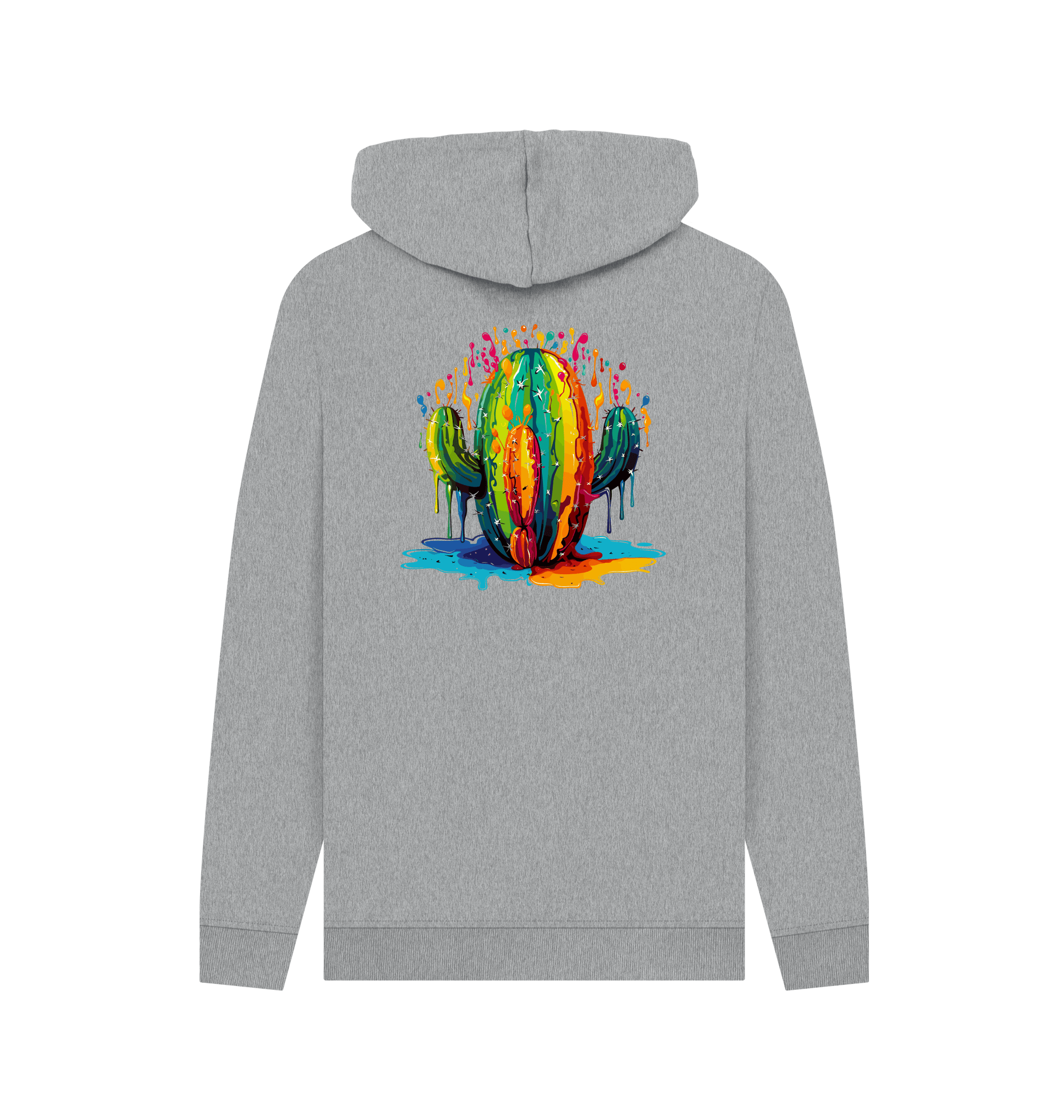 Gray hoodie with colorful cactus design