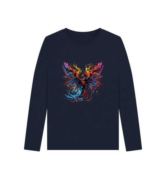Long-sleeved t-shirt with colorful phoenix design