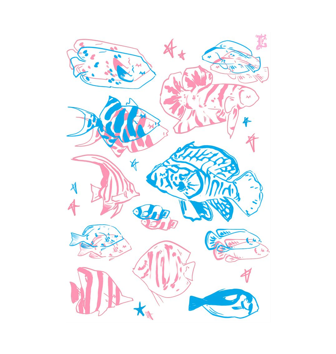 Fish-themed temporary tattoos