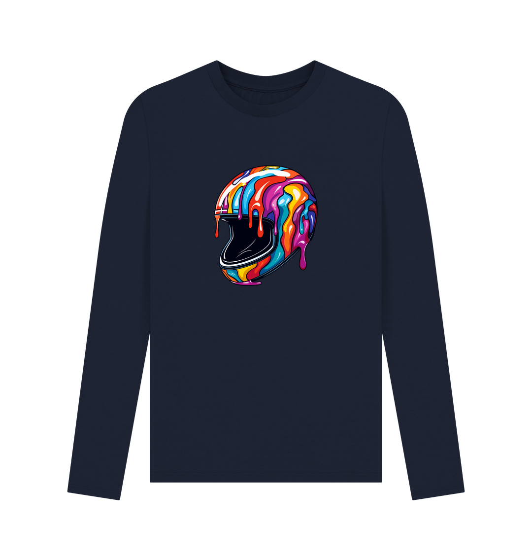 Long-sleeved t-shirt with colorful helmet graphic