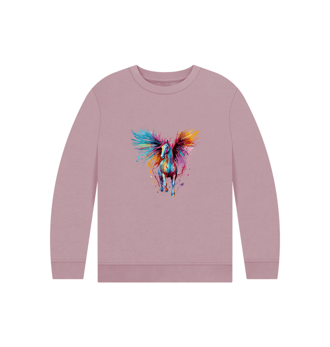 Pink sweatshirt with colorful horse design