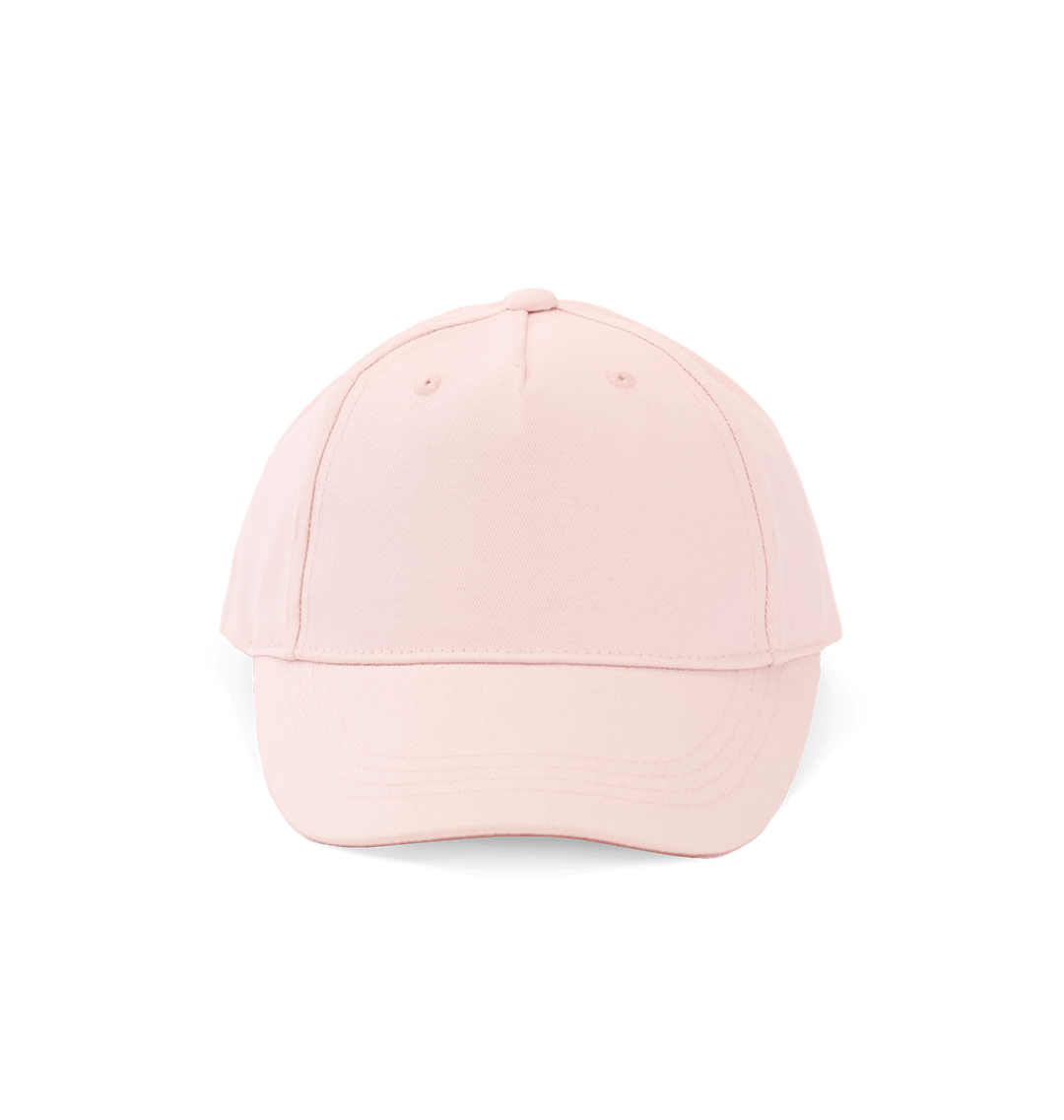 Pink baseball cap with black brim