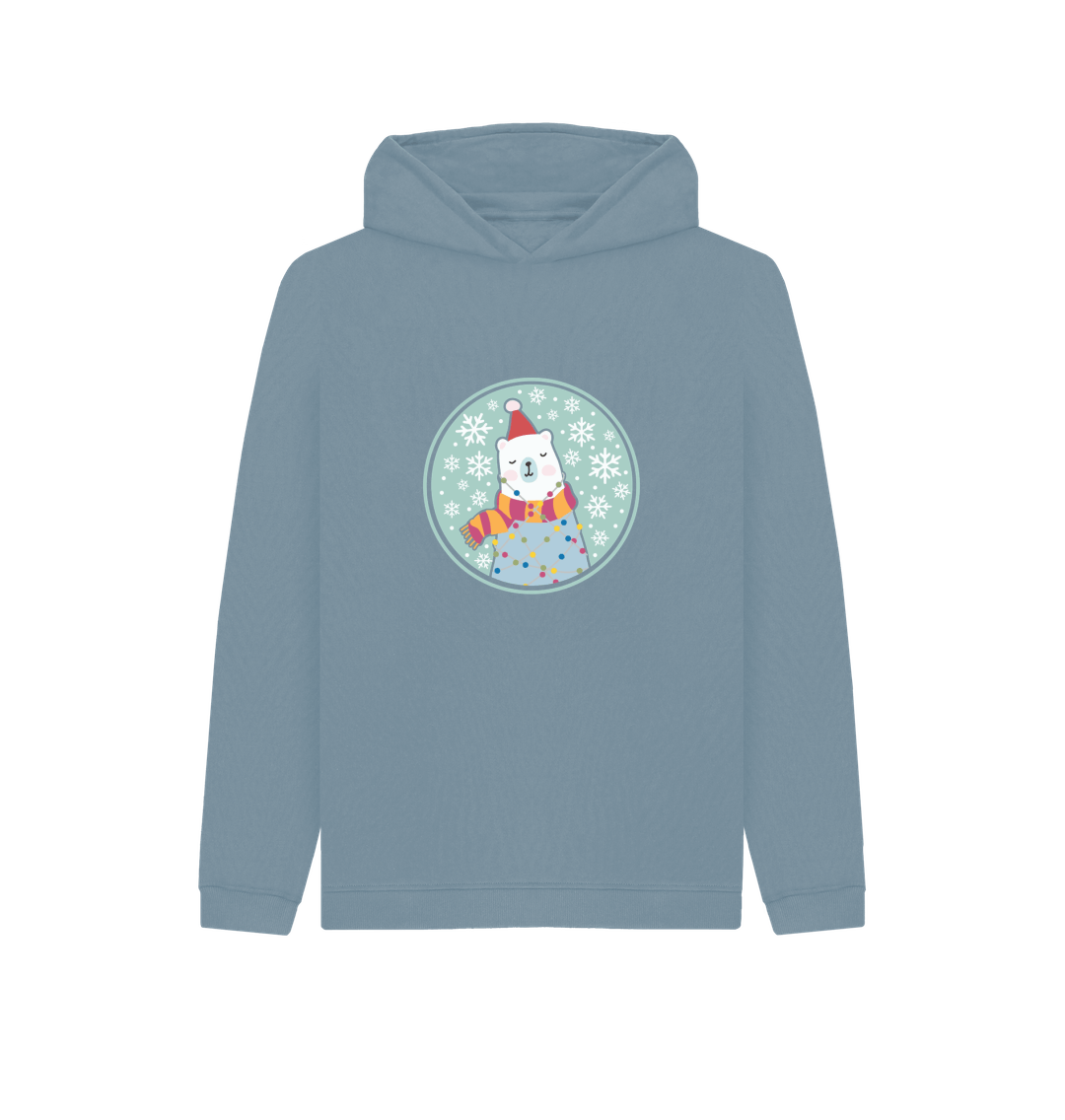 Stone Blue Printed Kids Hoodie