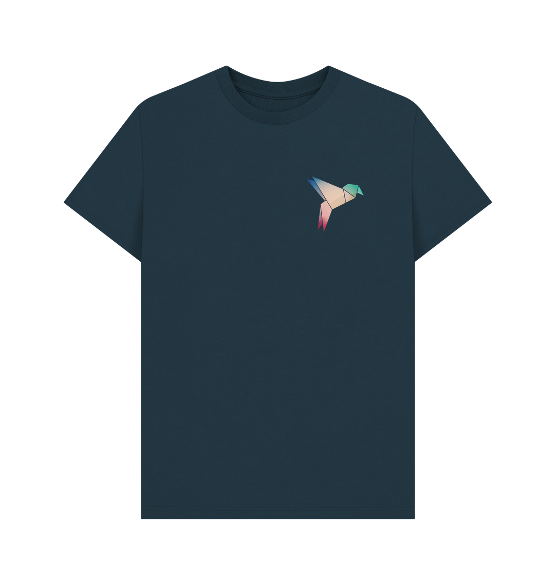 Dark blue t-shirt with geometric bird design