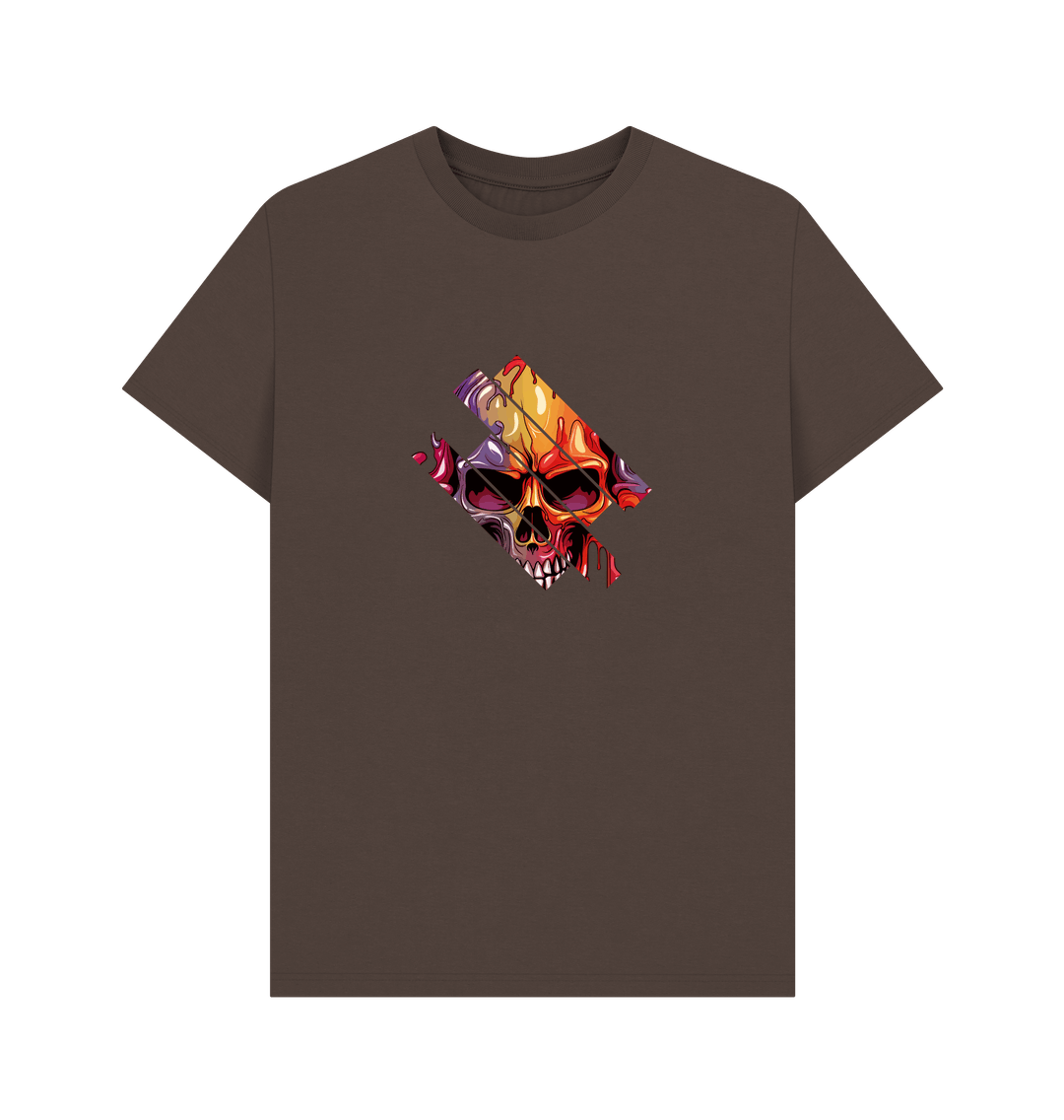 Brown t-shirt with skull graphic