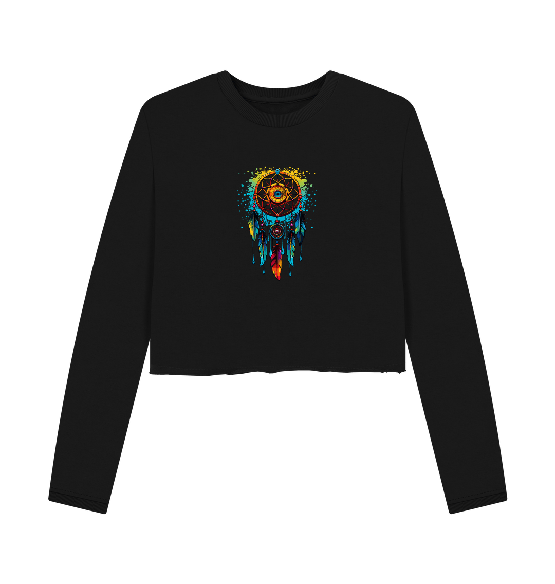 Black cropped sweatshirt with dreamcatcher design