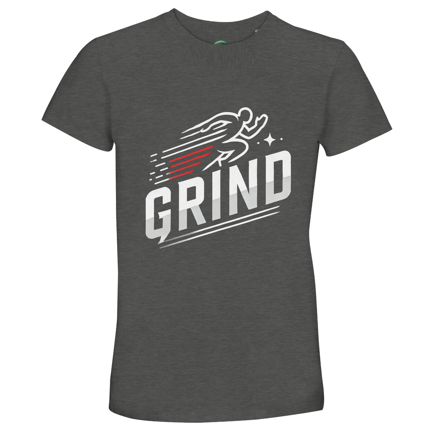 Dark gray t-shirt with "GRIND" graphic