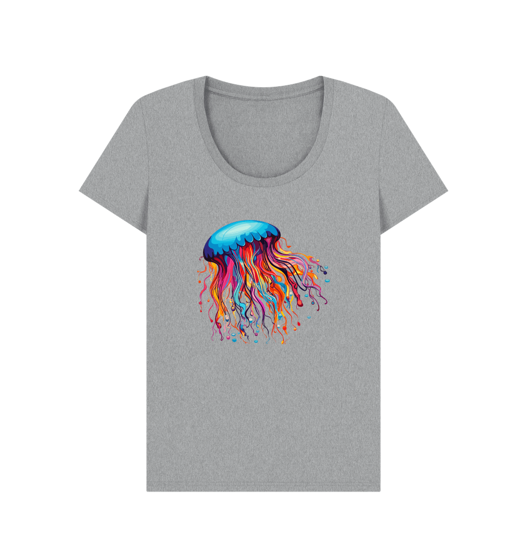 Gray t-shirt with colorful jellyfish design