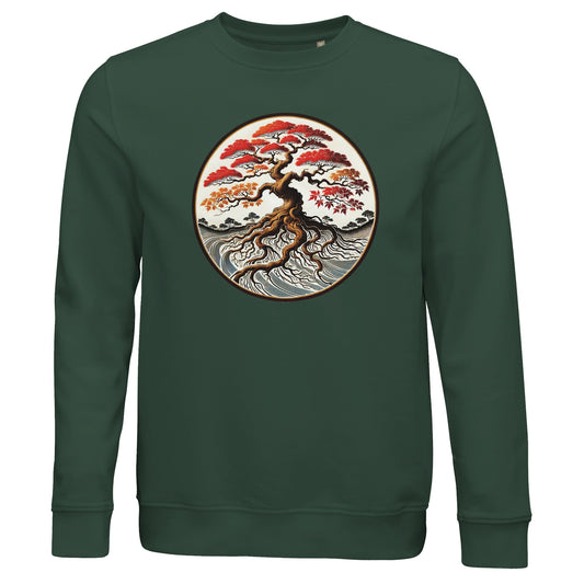 Dark green sweatshirt with bonsai tree design