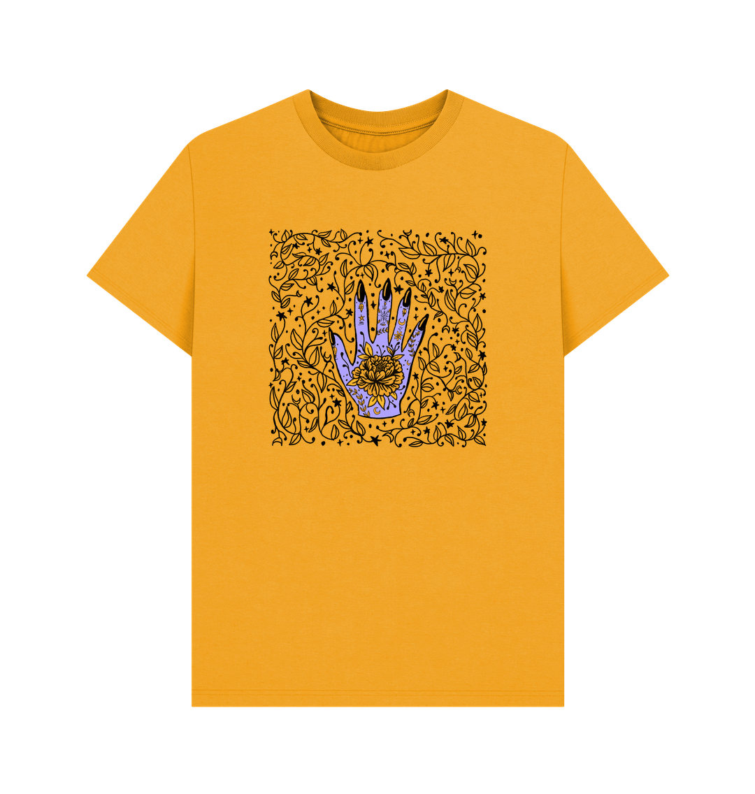 Yellow t-shirt with hand and floral design