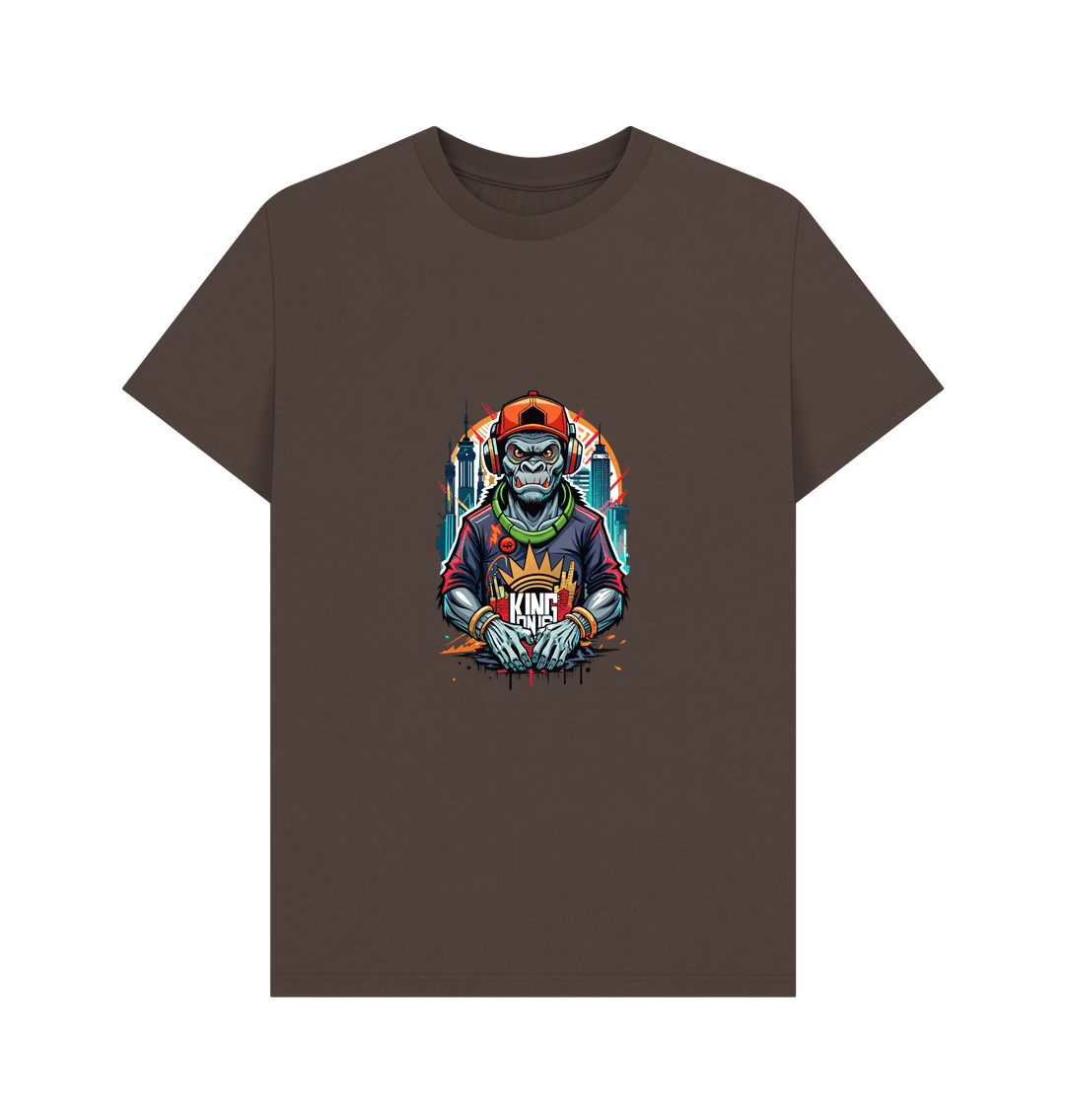 Brown t-shirt with monkey graphic