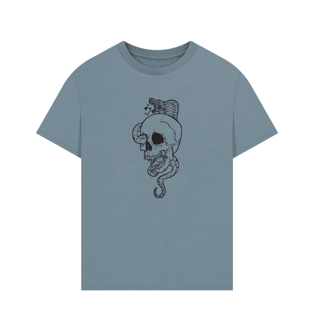 Gray t-shirt with skull and snake design