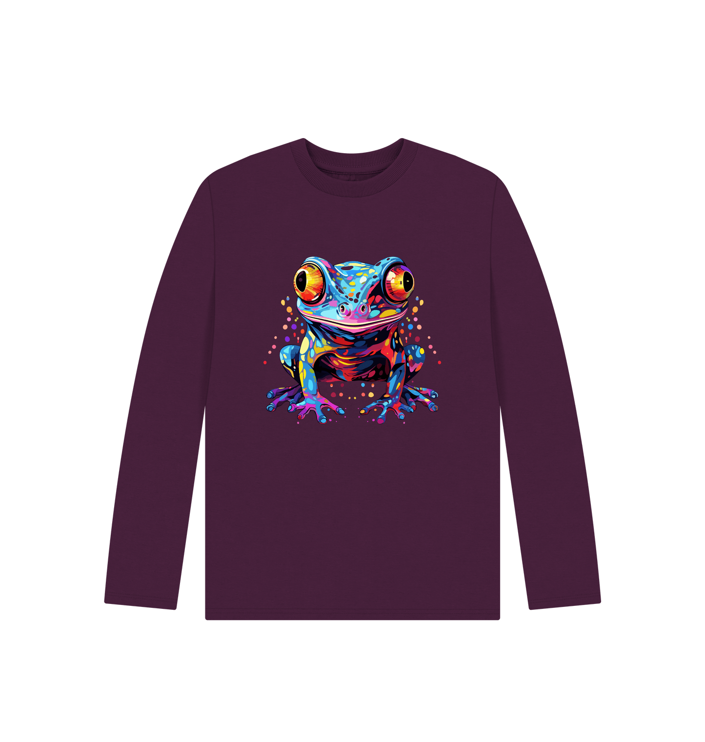 Long-sleeved t-shirt with colorful frog graphic