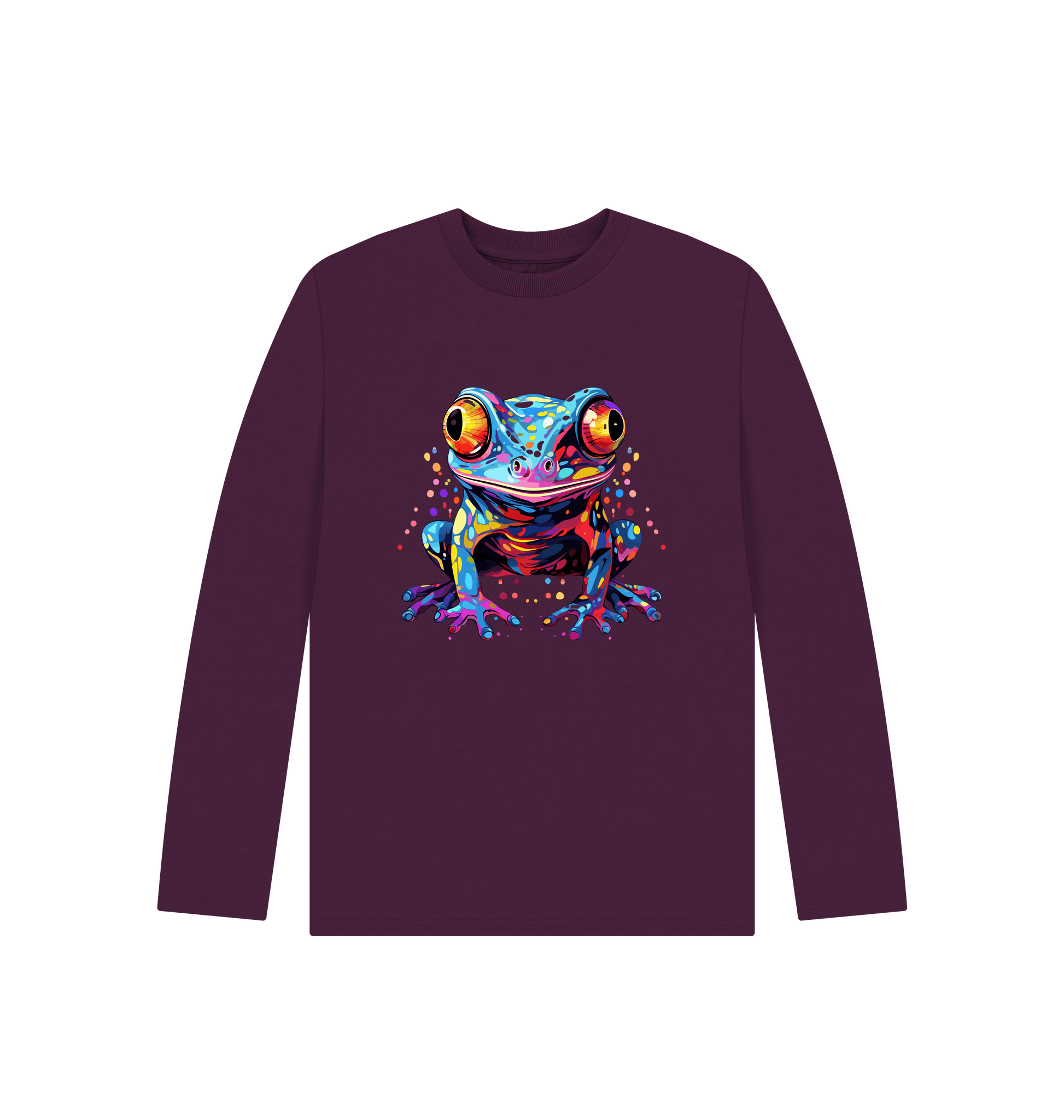 Long-sleeved t-shirt with colorful frog graphic