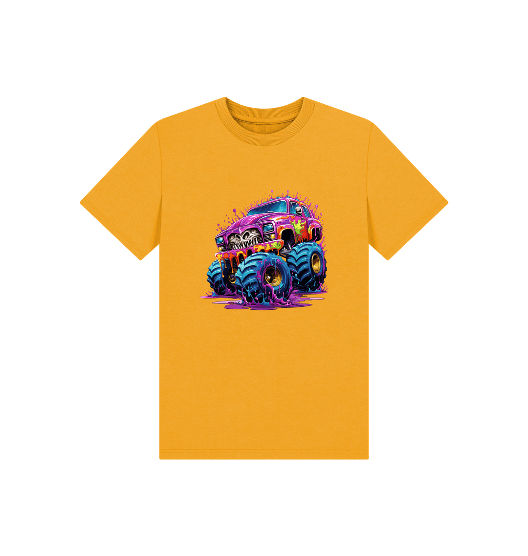 Yellow t-shirt with monster truck graphic