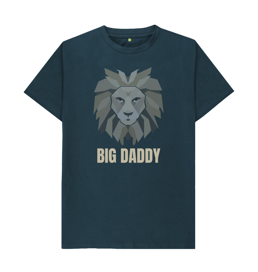 Dark blue t-shirt with lion graphic and text