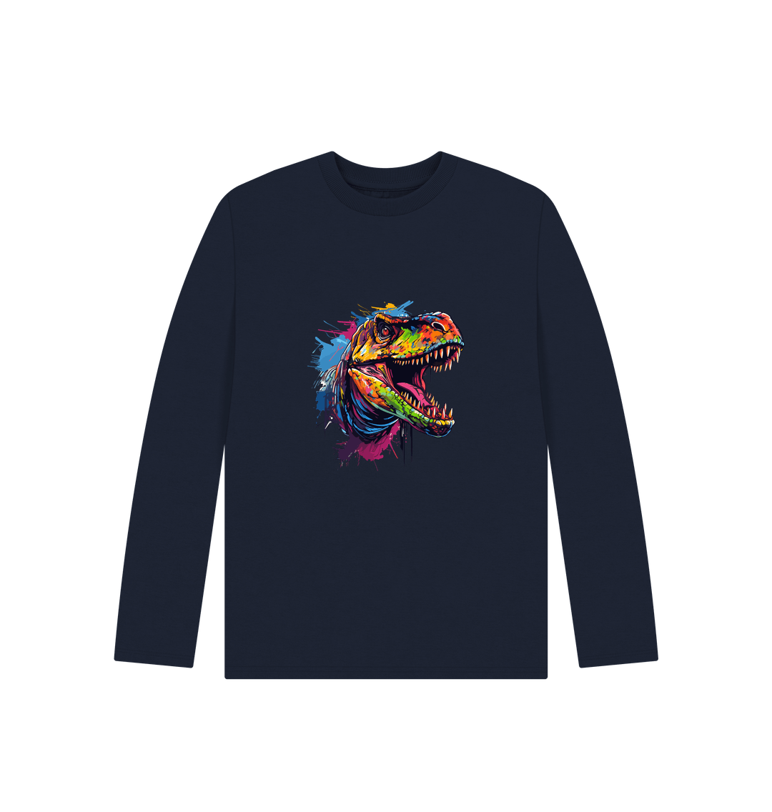 Long-sleeved t-shirt with colorful dinosaur graphic
