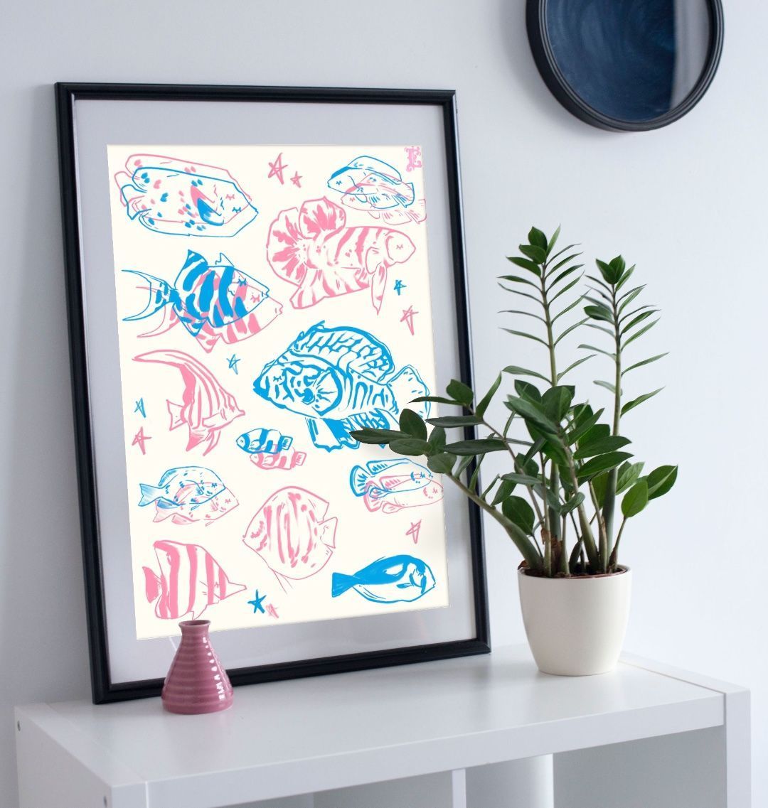 Framed fish illustration print