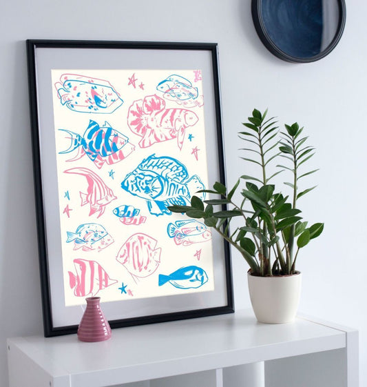 Framed fish illustration print