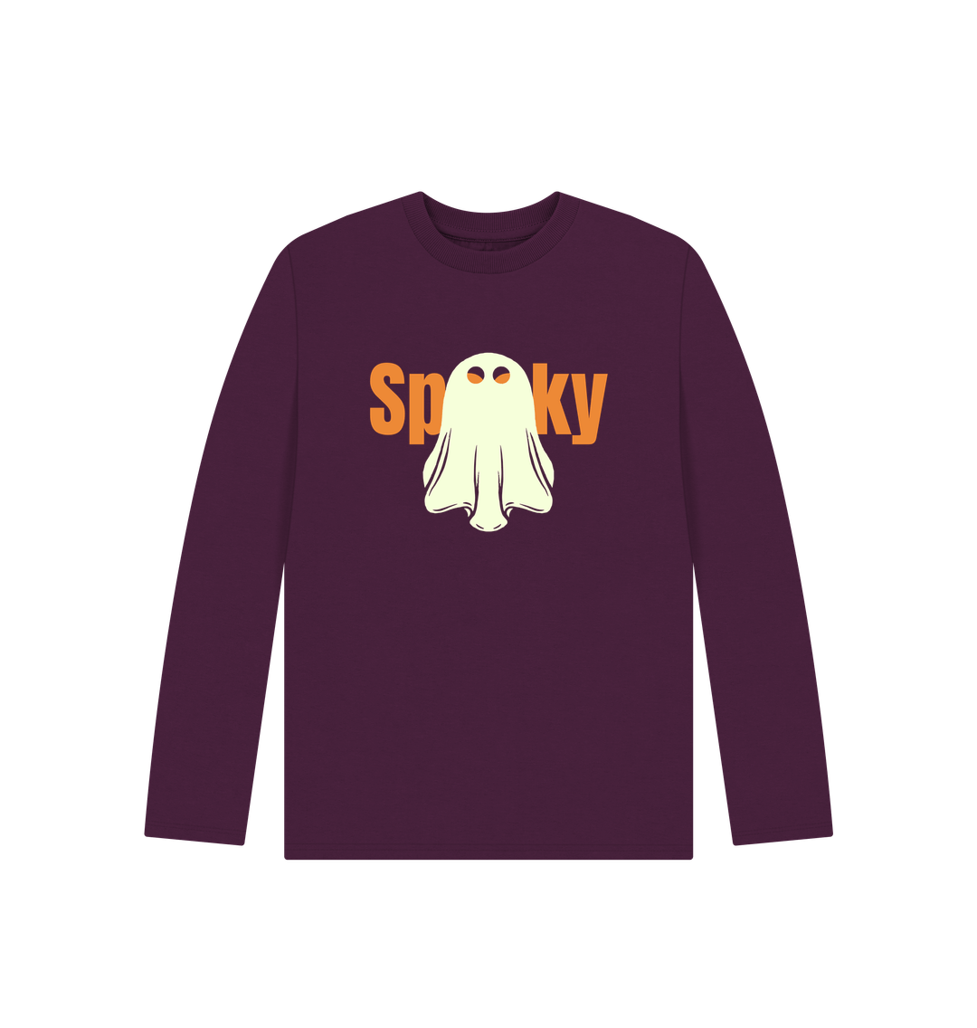 Purple Spooky Ghost - Kids' Organic Long Sleeve T-Shirt