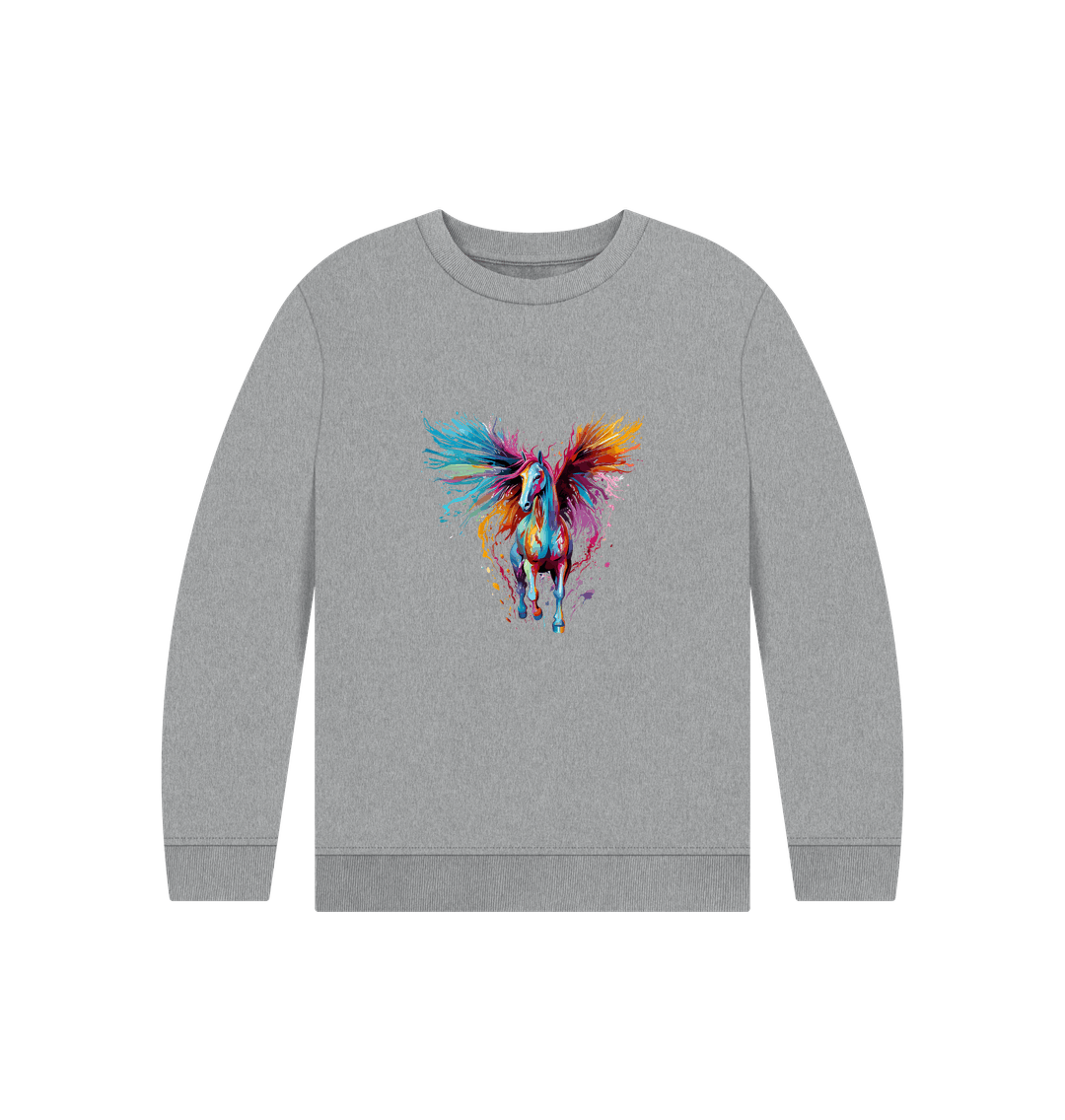 Gray sweatshirt with colorful horse design