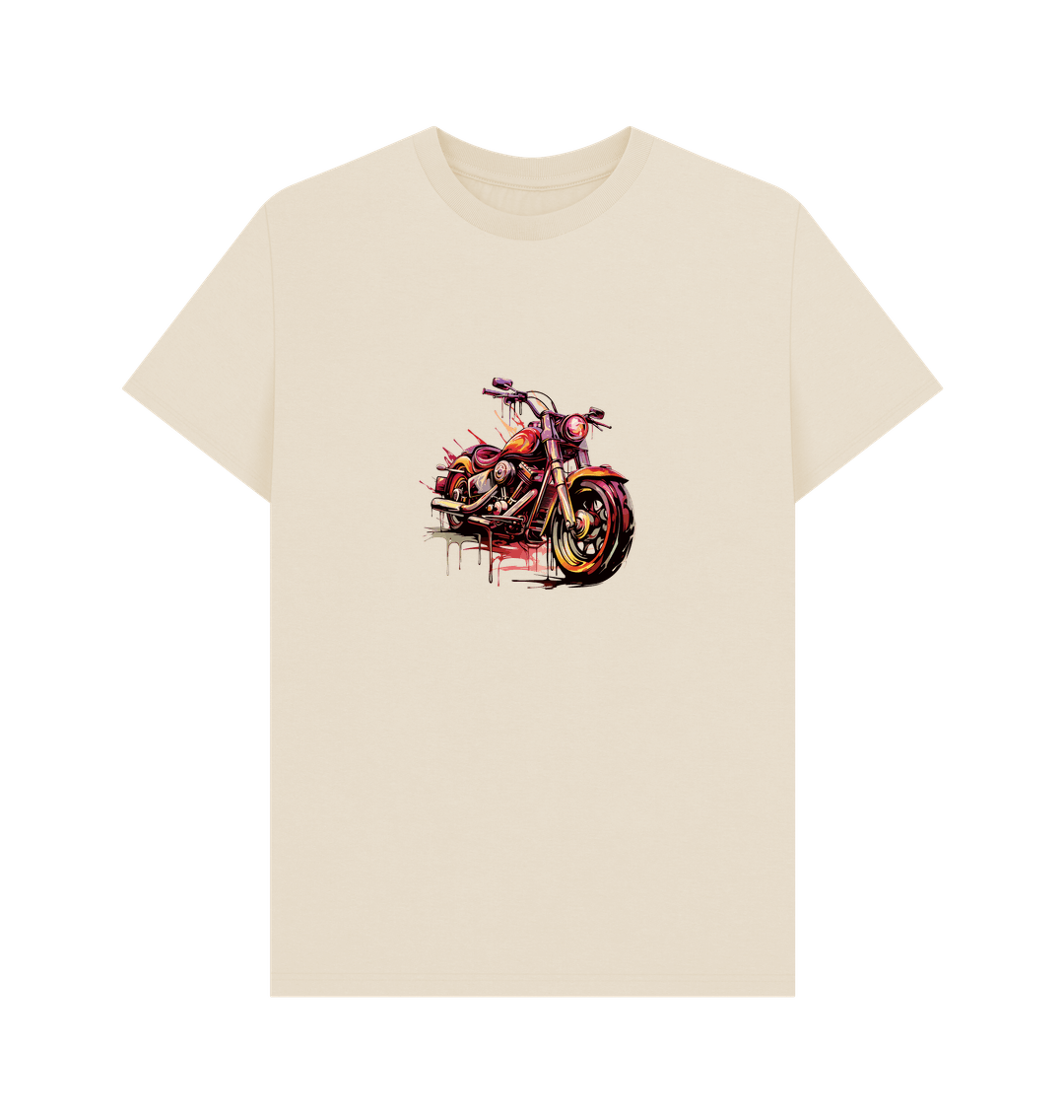 Cream t-shirt with motorcycle graphic