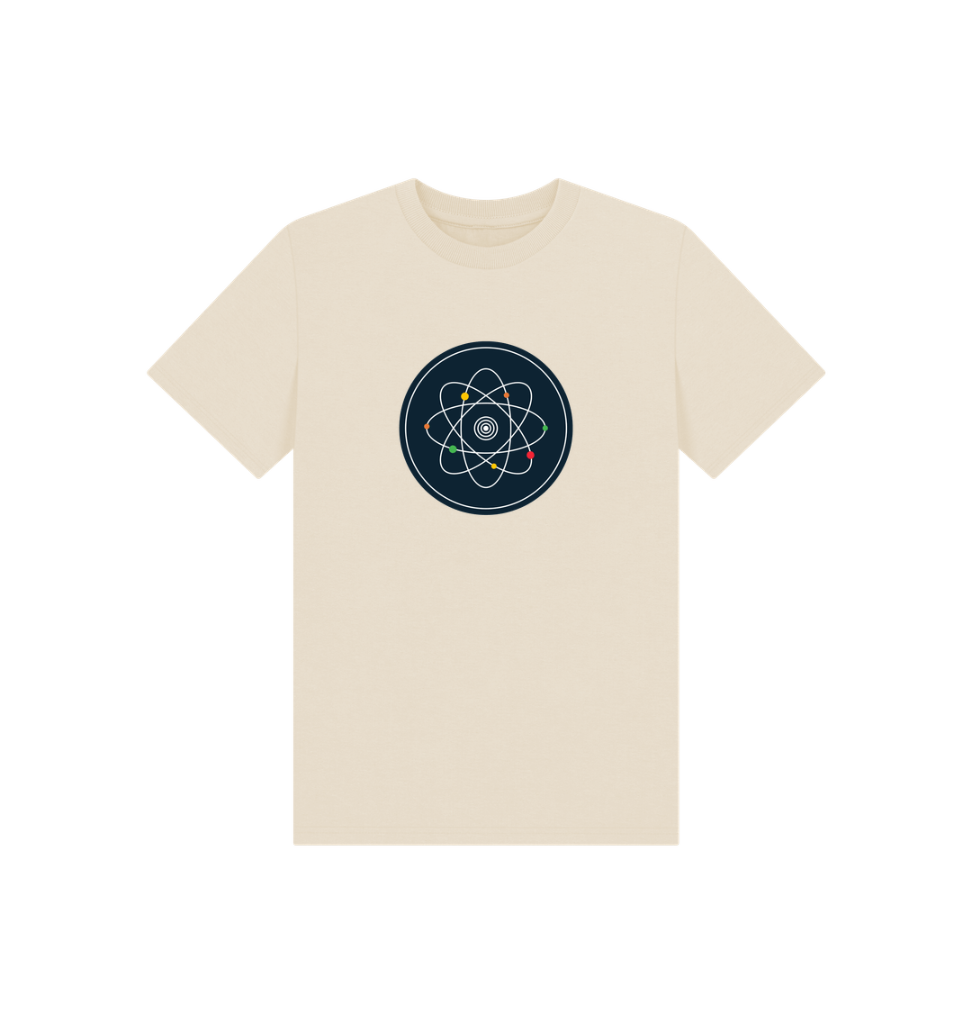 White t-shirt with atom design
