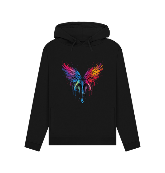 Black hoodie with colorful wings design