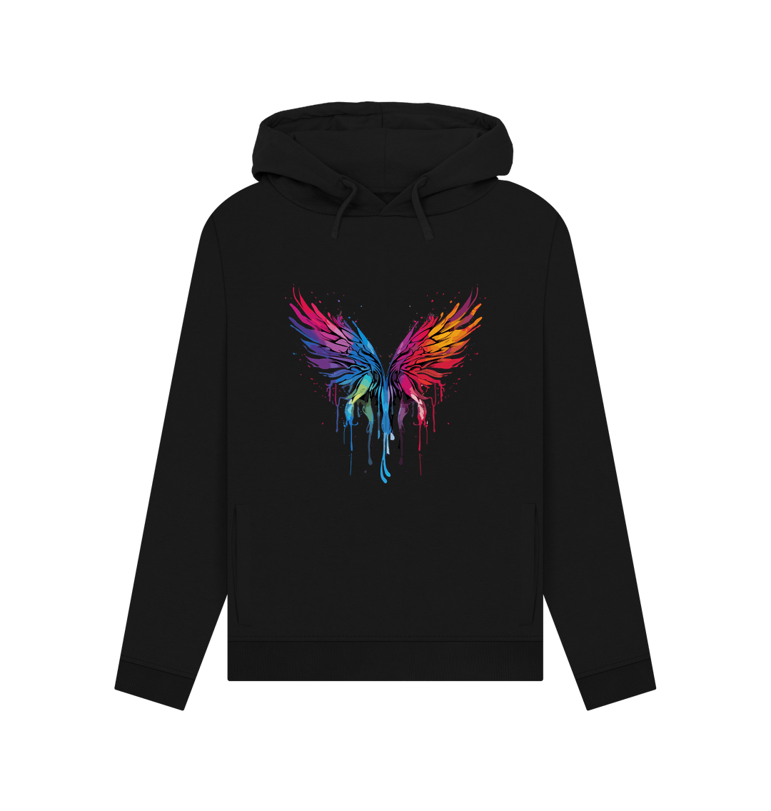 Black hoodie with colorful wings design