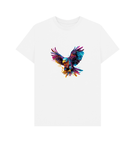 White t-shirt with colorful eagle graphic
