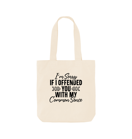 White tote bag with text design