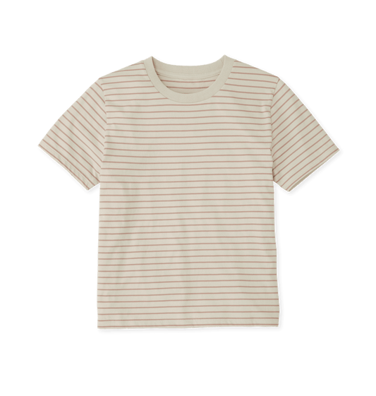 Striped t-shirt with beige and pink stripes