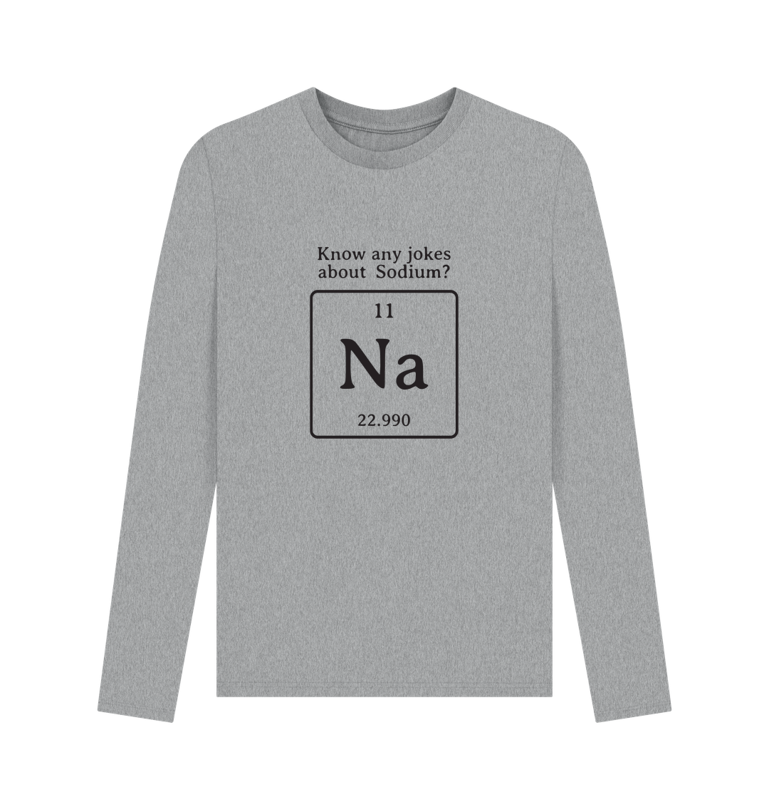 Gray long-sleeved shirt with periodic table design