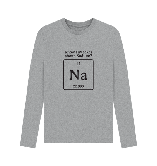 Gray long-sleeved shirt with periodic table design