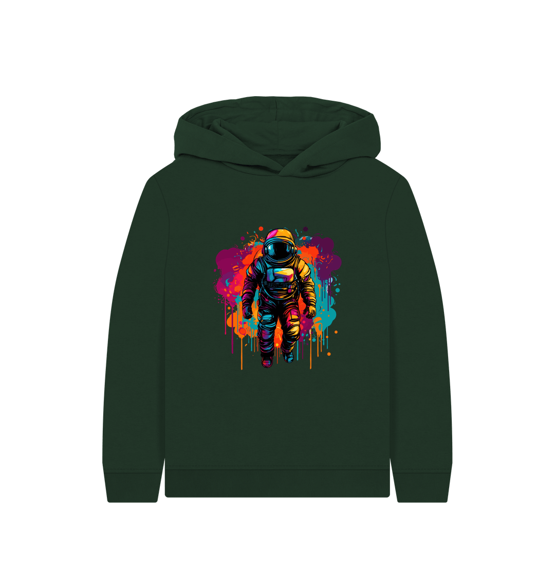 Green hoodie with astronaut graphic