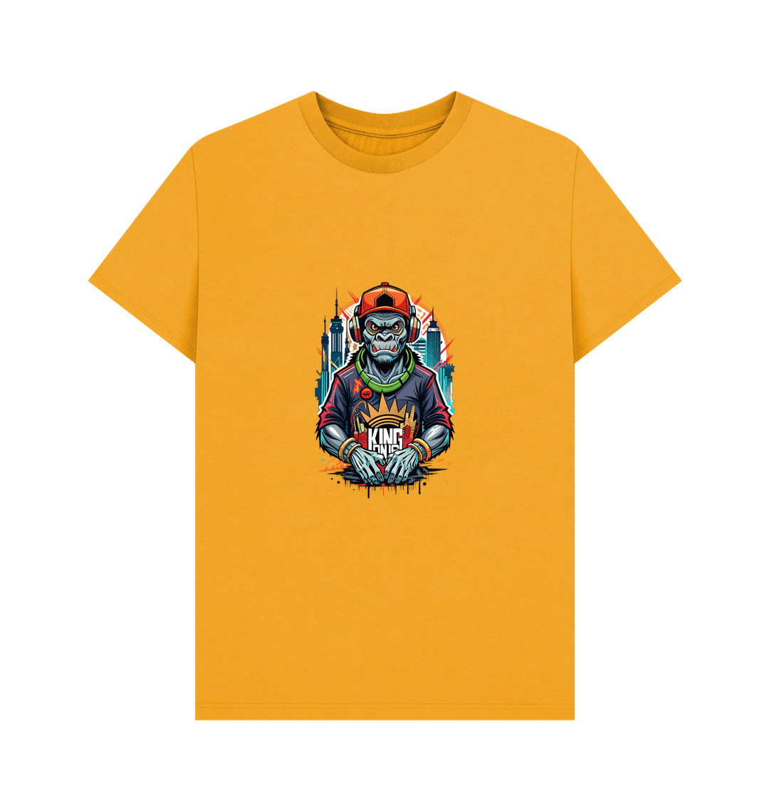 Yellow t-shirt with monkey graphic