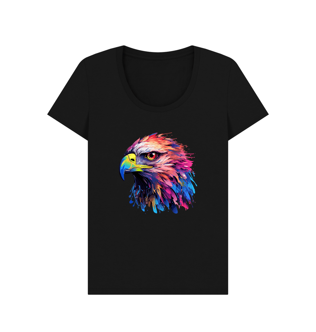 Black t-shirt with colorful eagle graphic