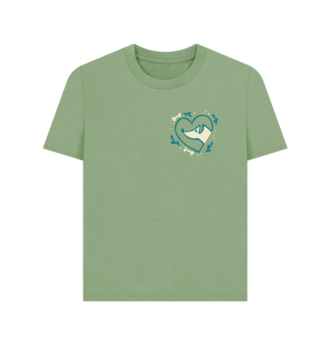 Light green t-shirt with heart and dog design