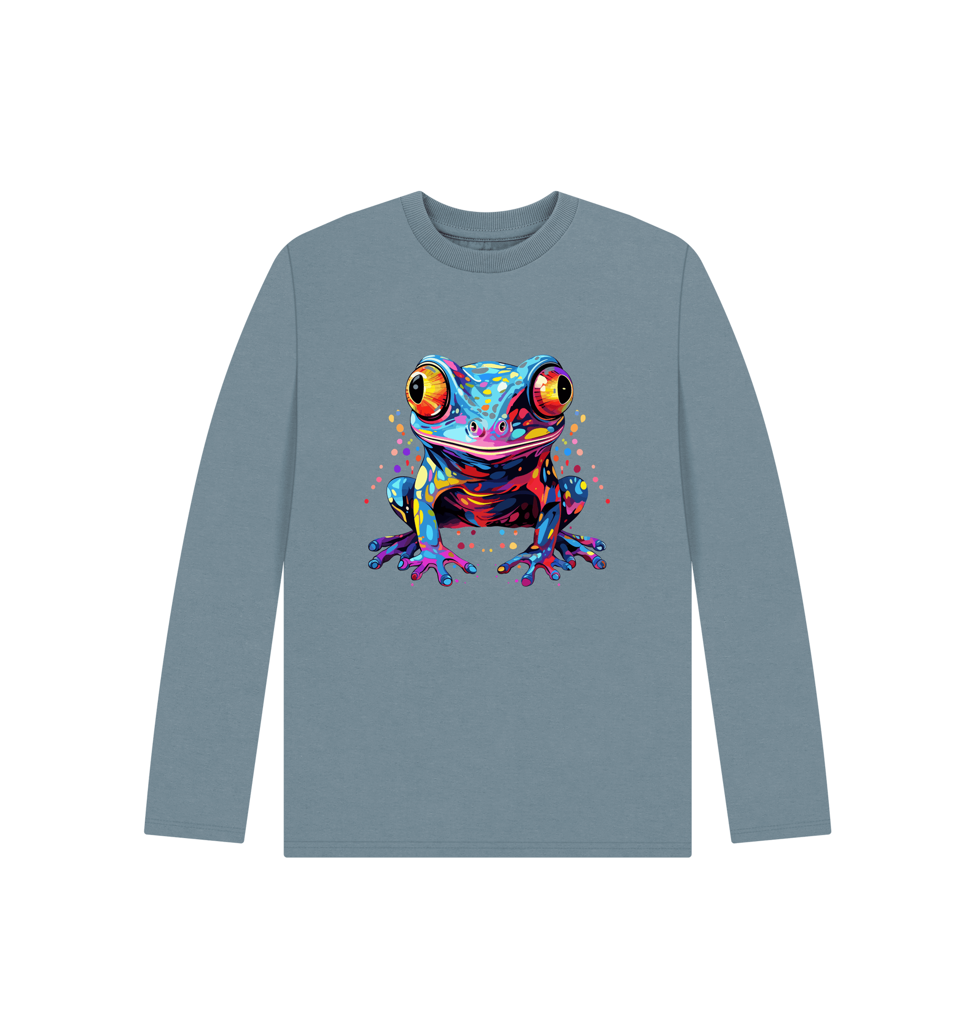 Long-sleeved t-shirt with colorful frog graphic