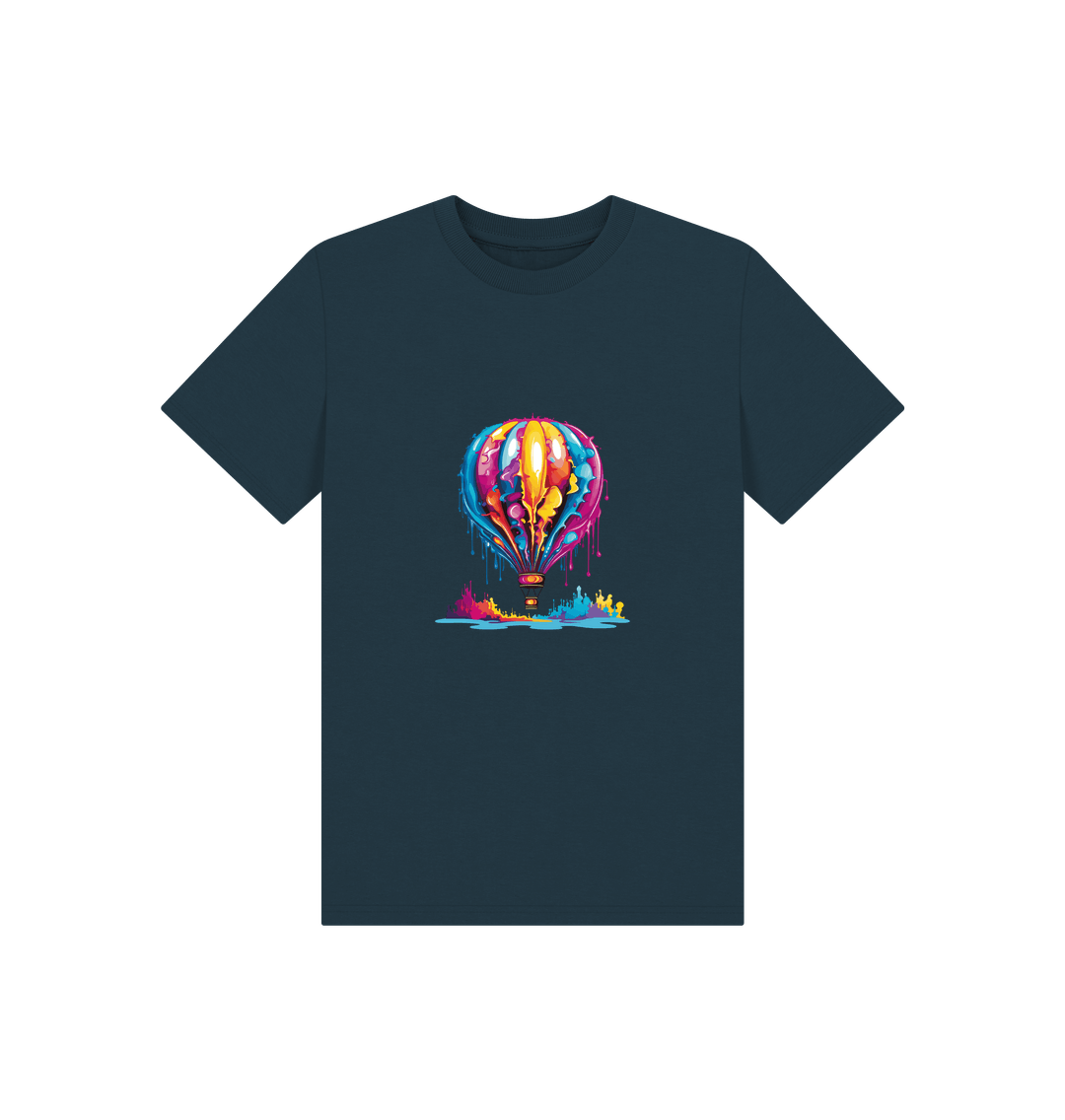 Dark blue t-shirt with colorful hot air balloon graphic