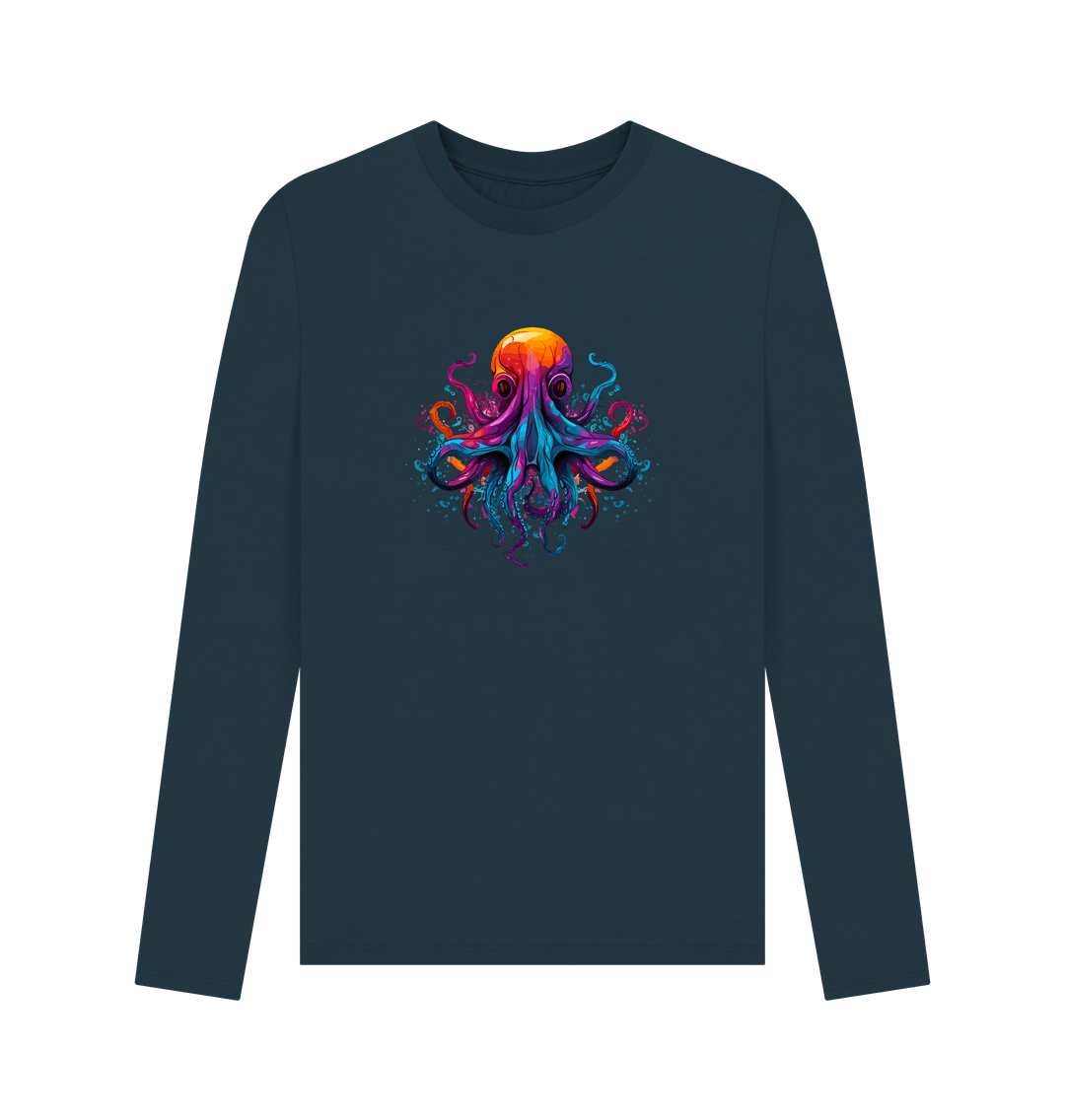 Long-sleeved t-shirt with colorful octopus design