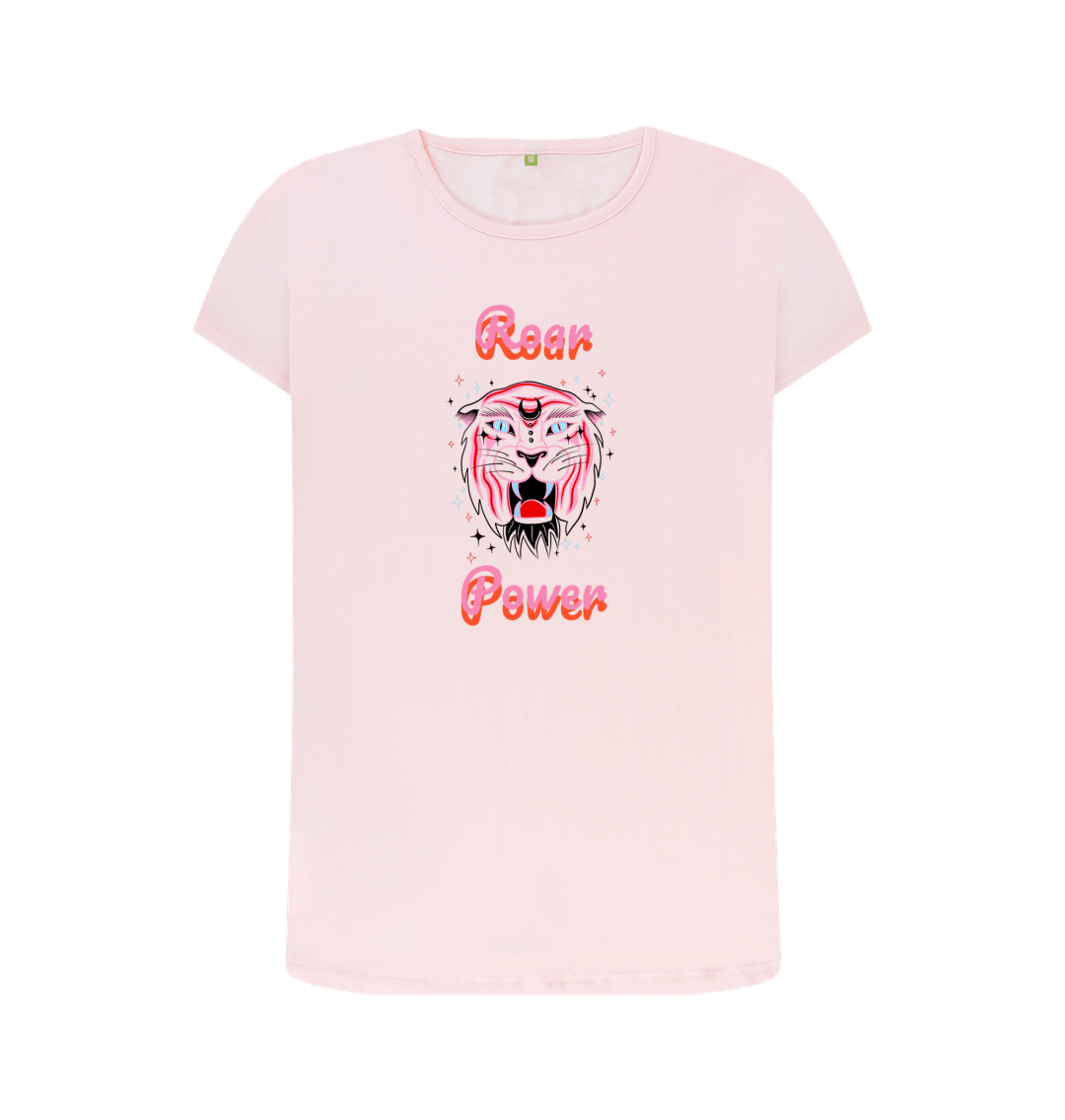 Pink t-shirt with tiger and "Roar Power" text