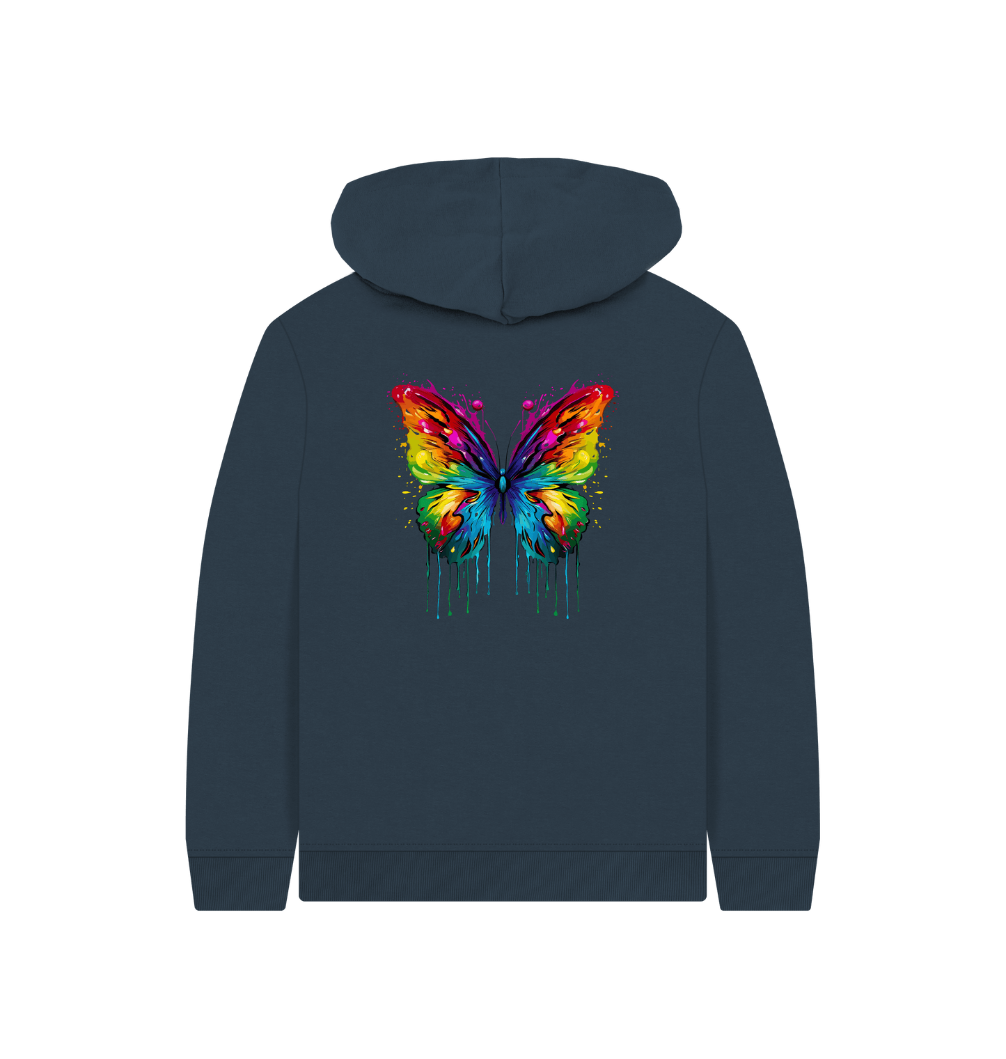 Colorful butterfly hoodie with dripping paint effect