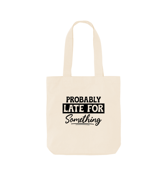 White tote bag with text design