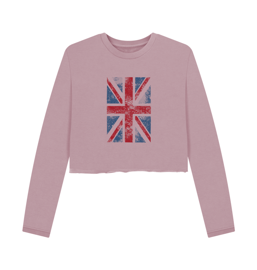 Pink cropped sweatshirt with Union Jack design