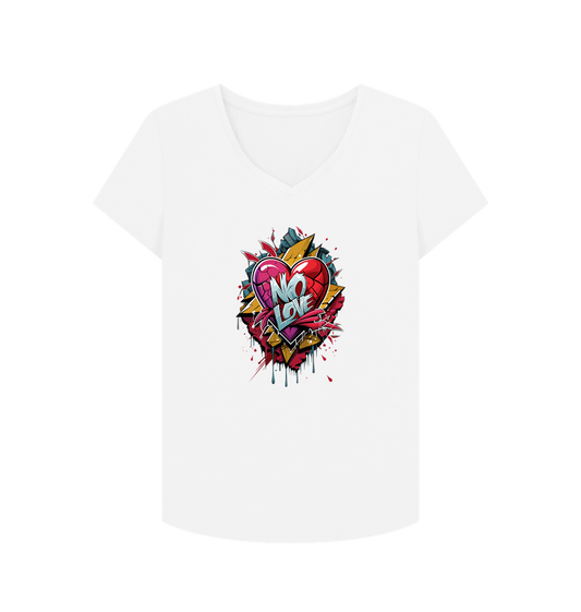 White V-neck t-shirt with heart graphic