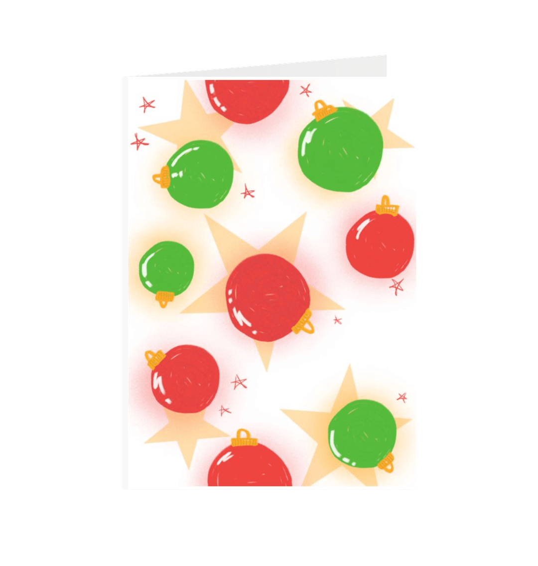 Christmas card with ornaments and stars